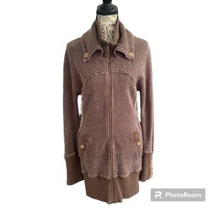 Free People Brown Full zip up Knit
Sweater Jacket Size M